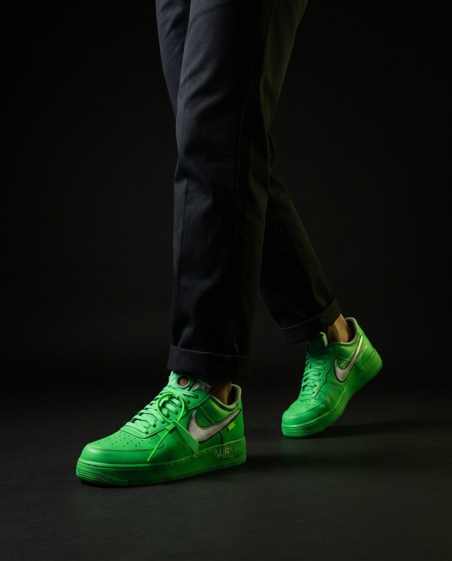 NK Leather Deconstructed Zip-Tie Trainer Green White