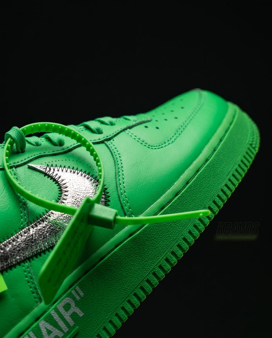 NK Leather Deconstructed Zip-Tie Trainer Green White