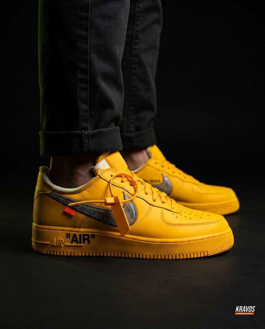 NK Leather Deconstructed Zip-Tie Trainer Yellow Black