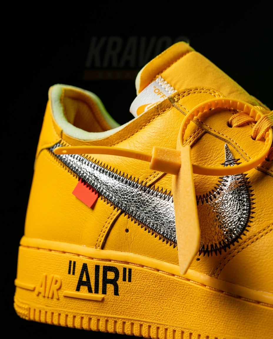 NK Leather Deconstructed Zip-Tie Trainer Yellow Black