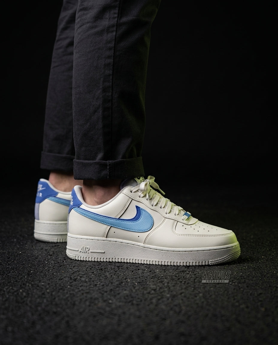 NK Leather Double-Swoosh Court Trainer White Blue