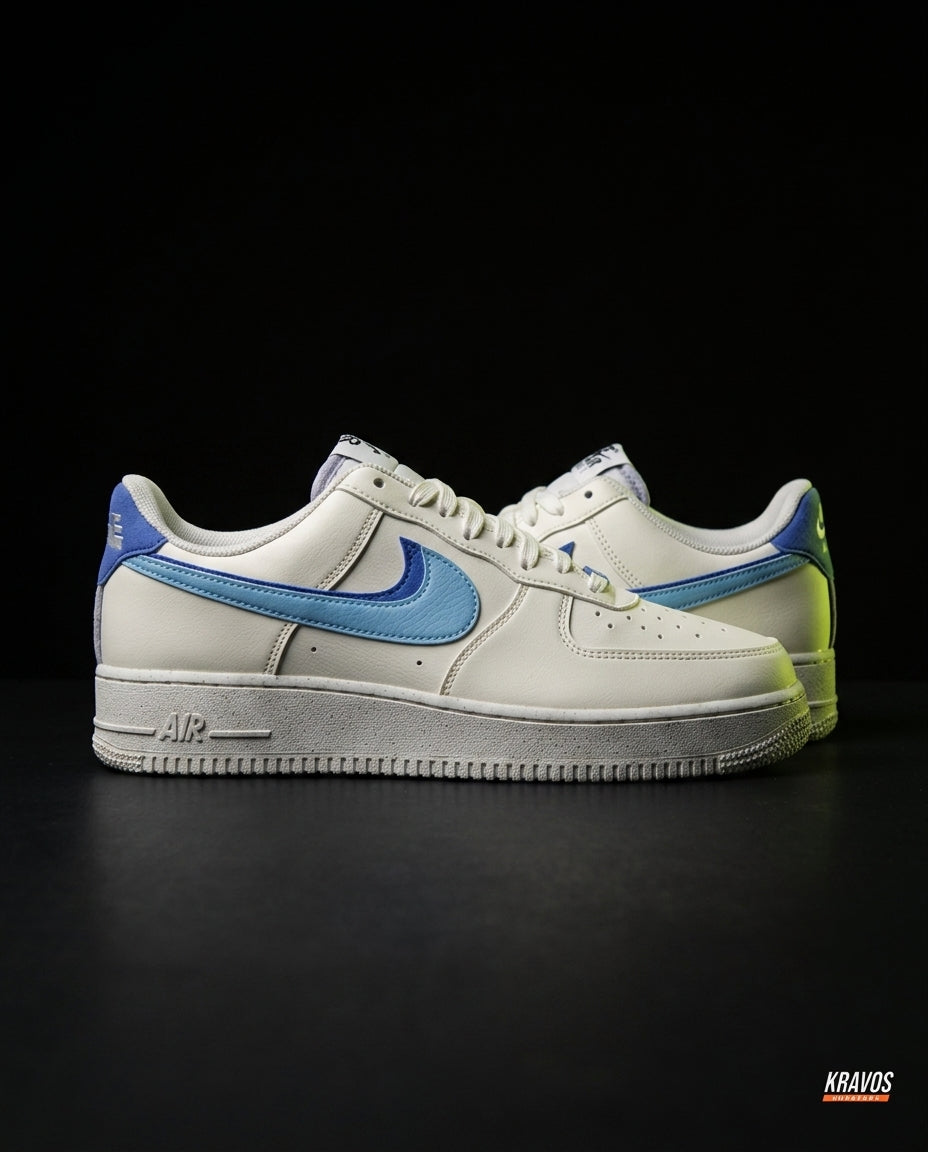 NK Leather Double-Swoosh Court Trainer White Blue