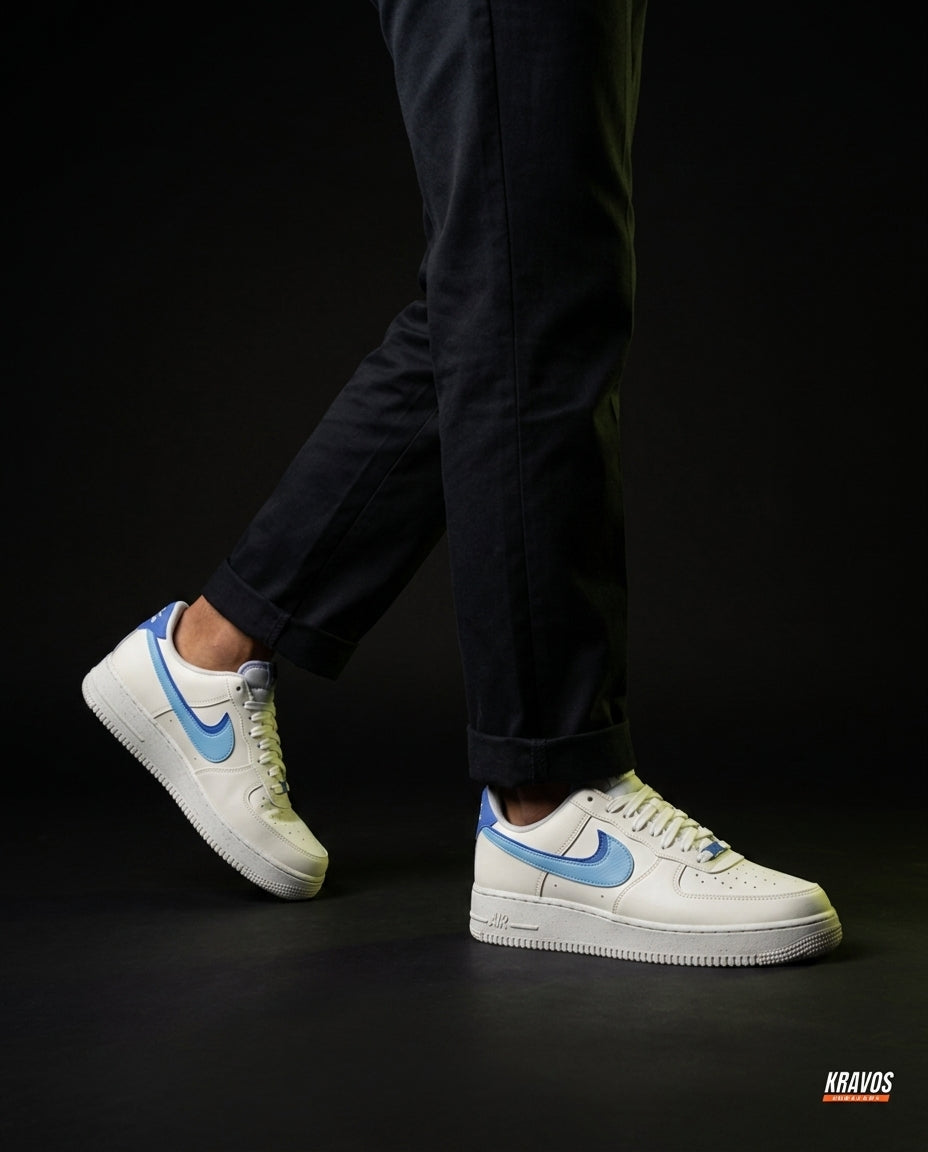 NK Leather Double-Swoosh Court Trainer White Blue
