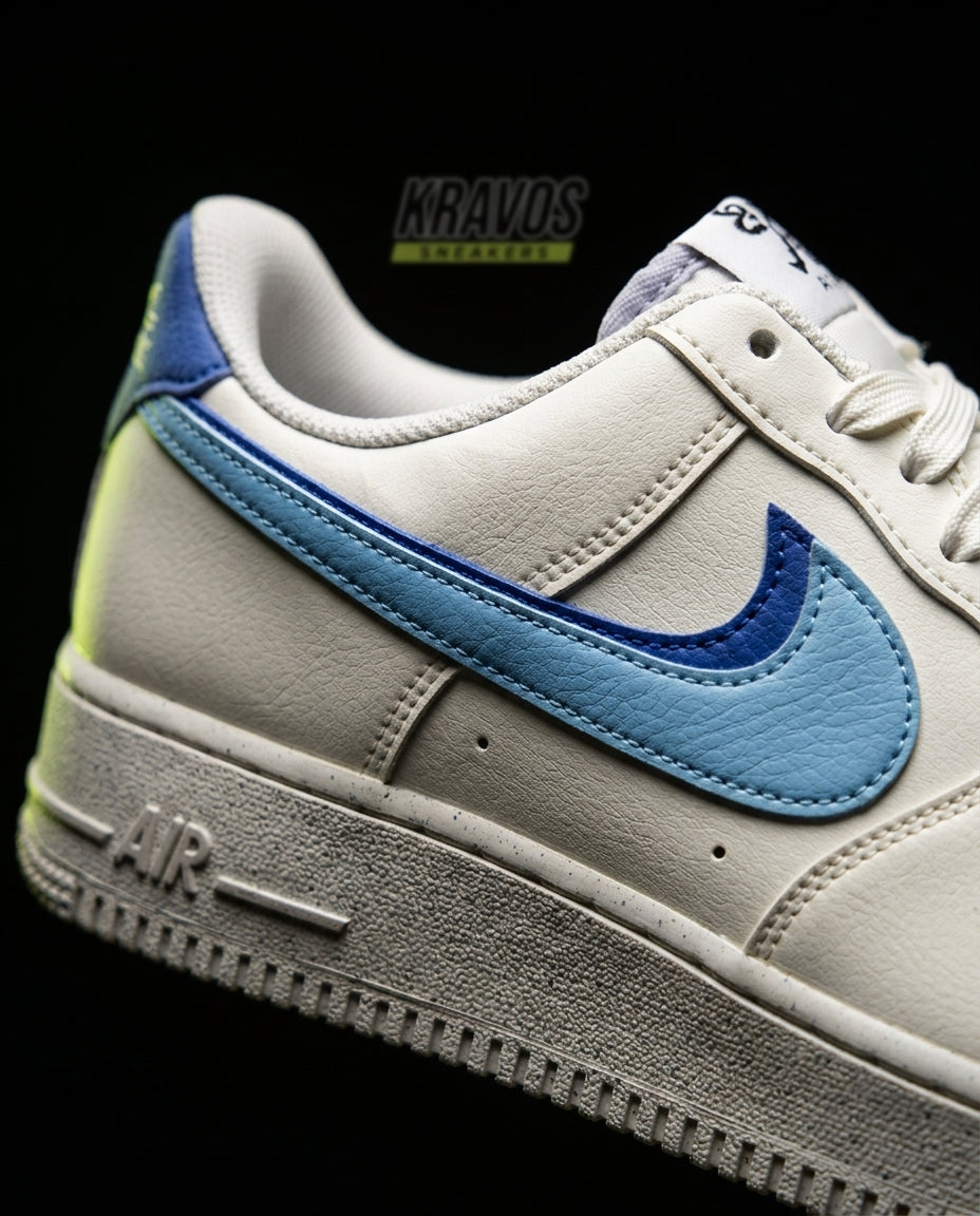 NK Leather Double-Swoosh Court Trainer White Blue