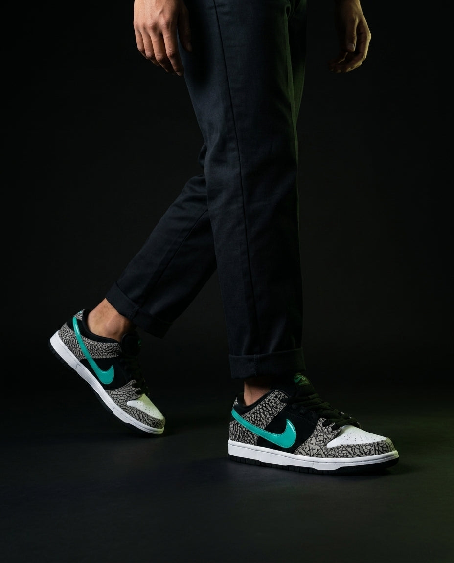 NK Leather Elephant-Print Skate Low