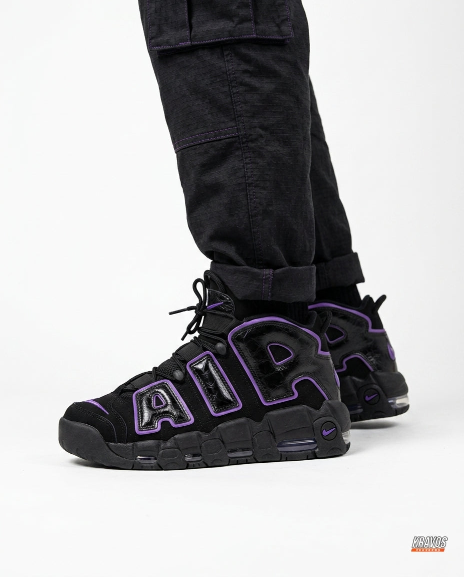 NK Leather Layered High-Top Trainer Black Purple