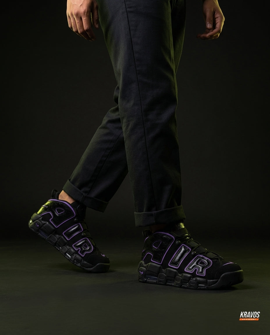 NK Leather Layered High-Top Trainer Black Purple