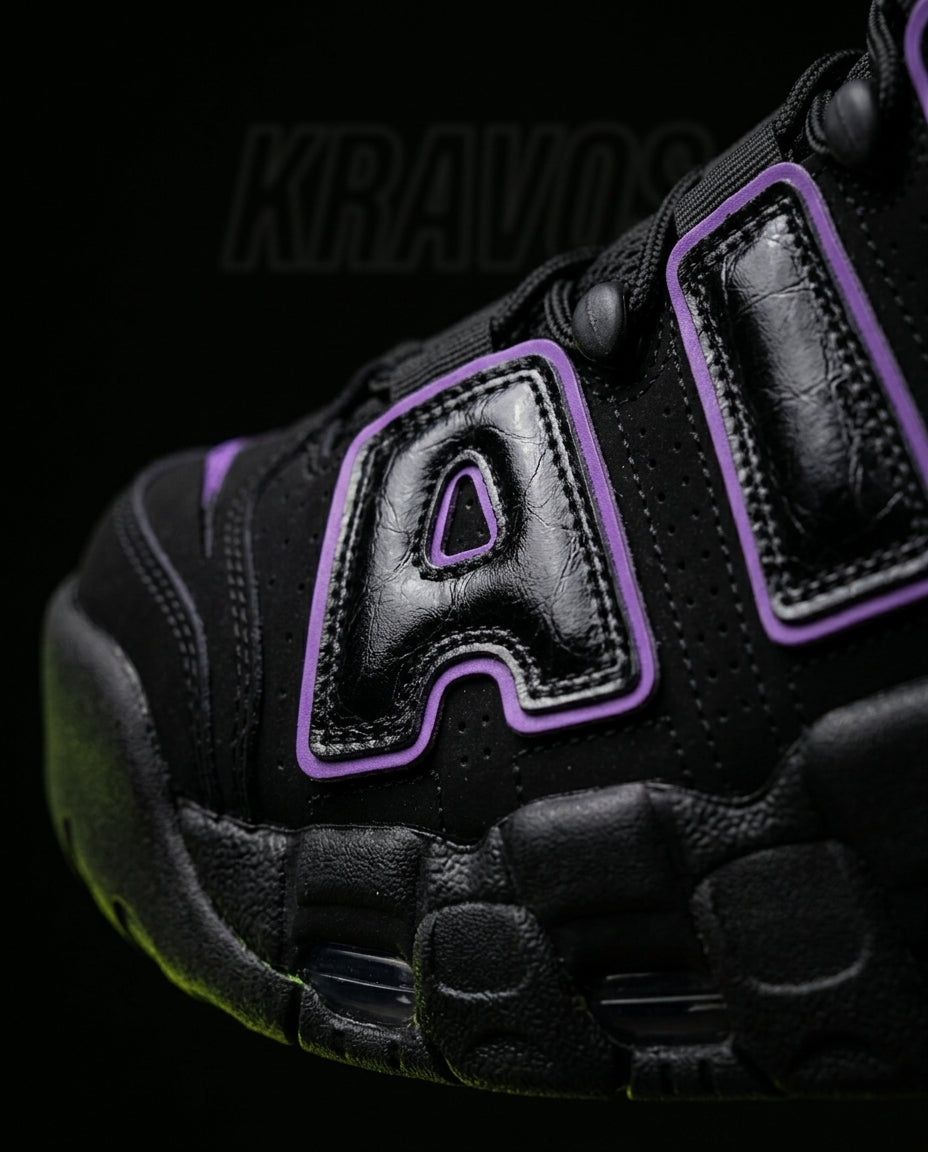NK Leather Layered High-Top Trainer Black Purple