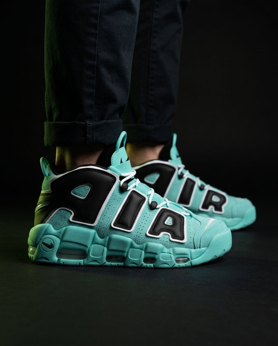 NK Leather Layered High-Top Trainer Mint Black White