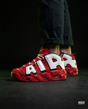 NK Leather Layered High-Top Trainer Red White Black