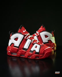 NK Leather Layered High-Top Trainer Red White Black