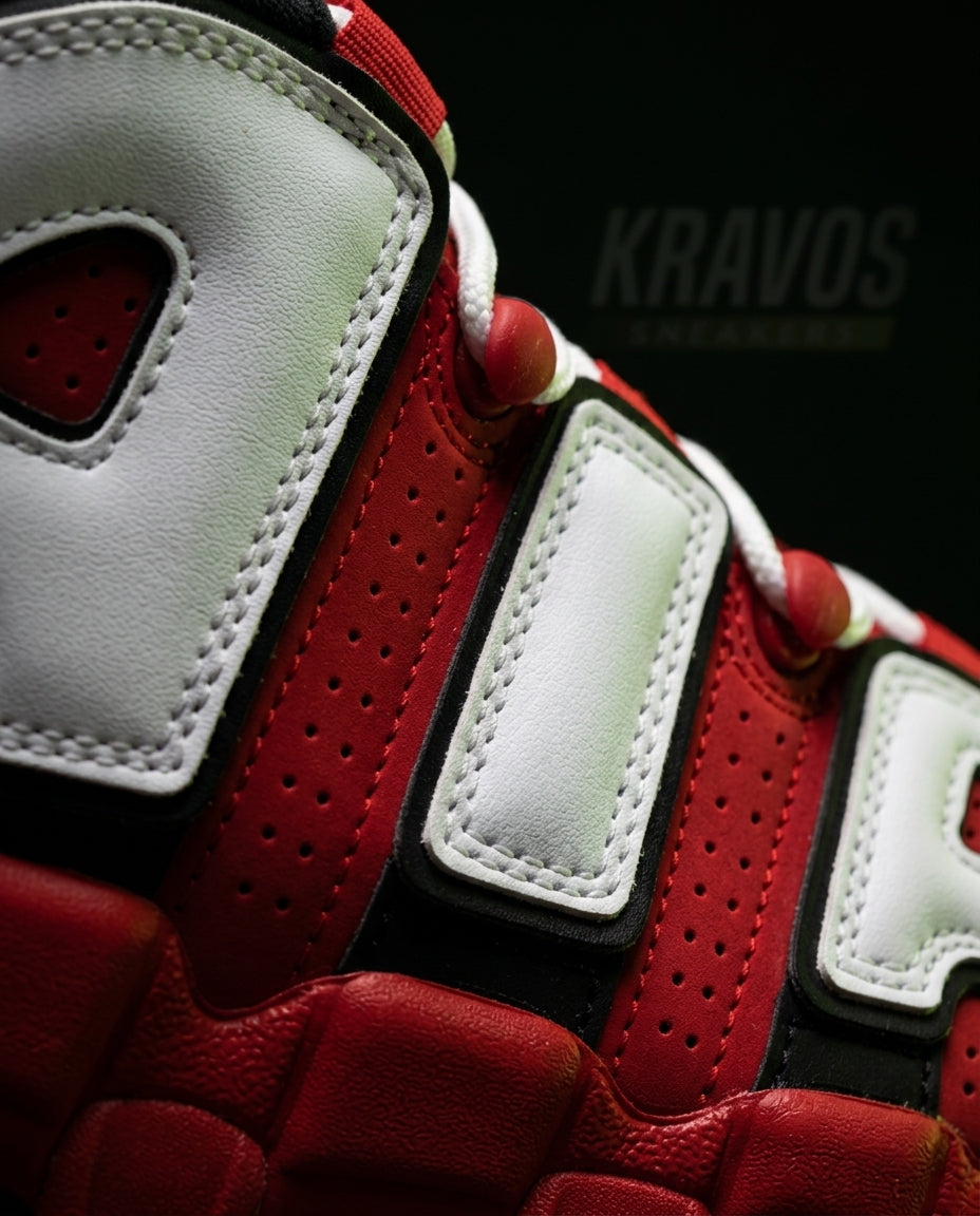 NK Leather Layered High-Top Trainer Red White Black