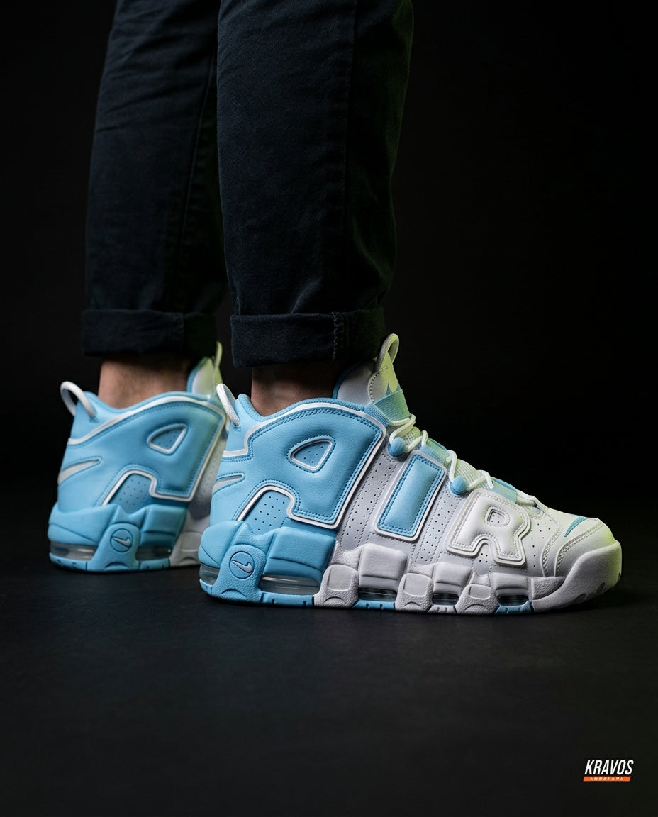 NK Leather Layered High-Top Trainer White Blue