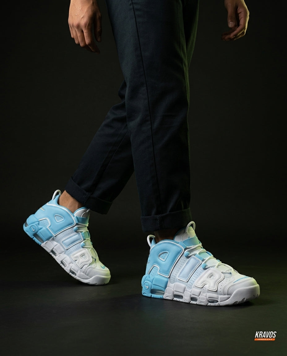 NK Leather Layered High-Top Trainer White Blue