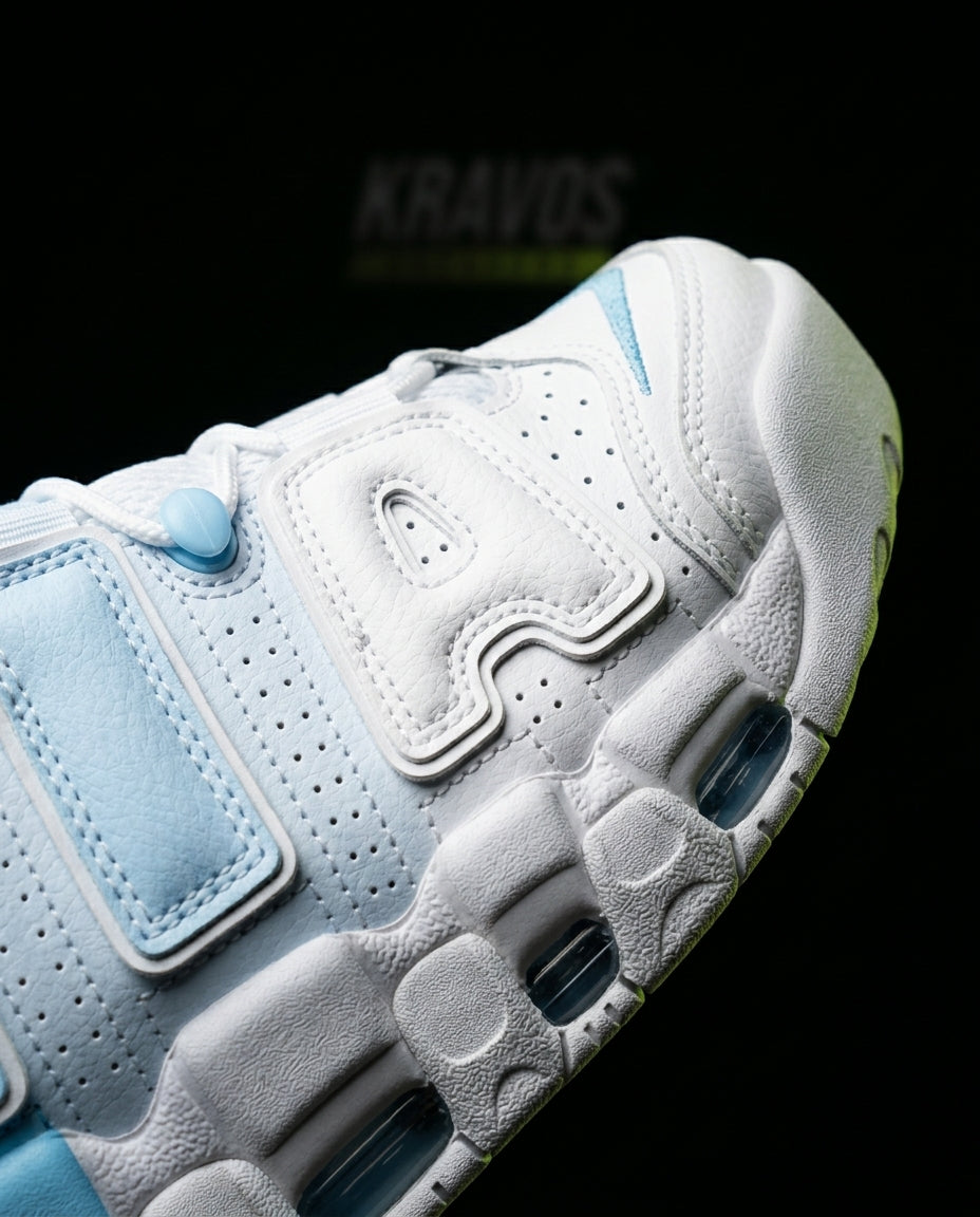 NK Leather Layered High-Top Trainer White Blue