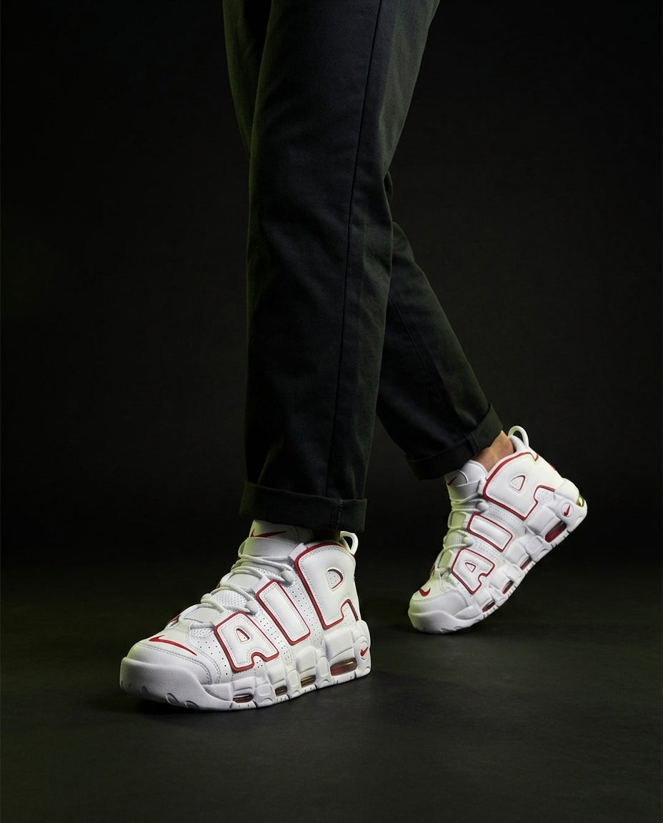 NK Leather Layered High-Top Trainer White Red
