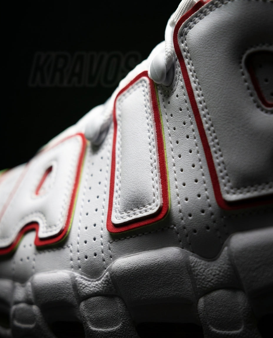 NK Leather Layered High-Top Trainer White Red
