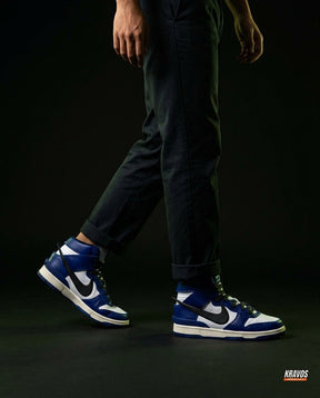 NK Leather Layered Panel High-Top Blue White Black