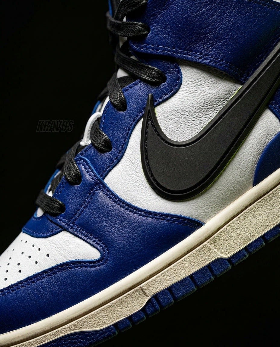 NK Leather Layered Panel High-Top Blue White Black