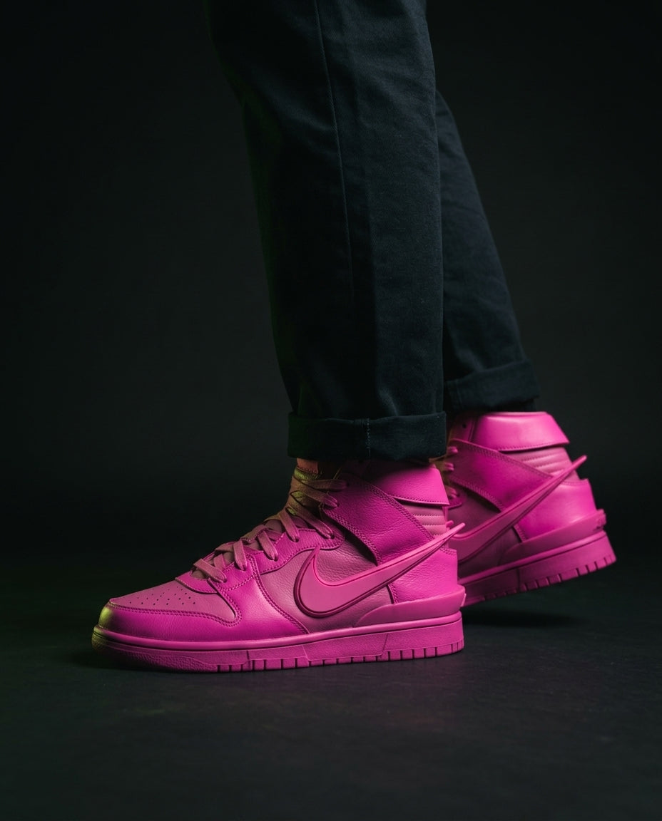 NK Leather Layered Panel High-Top