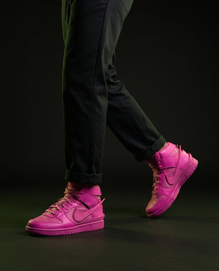 NK Leather Layered Panel High-Top