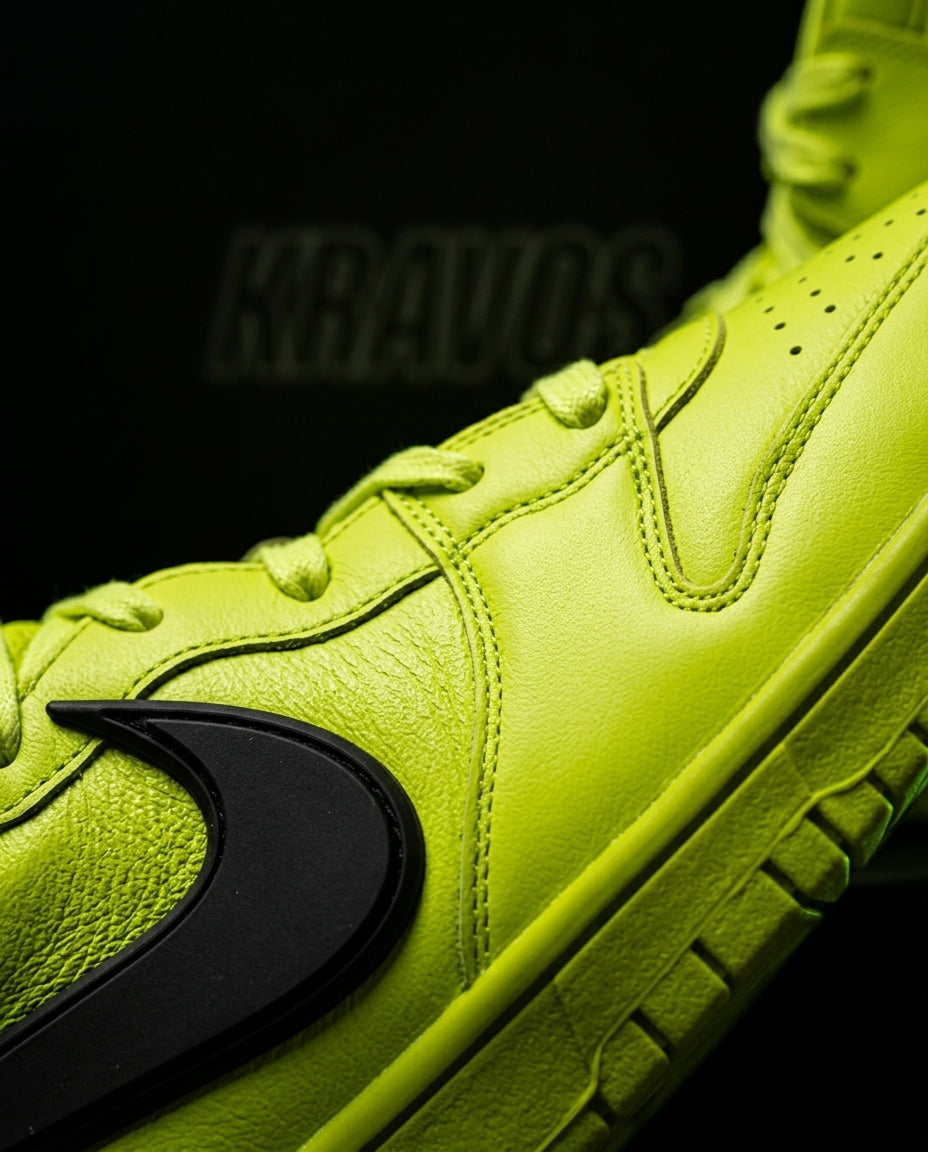 NK Leather Layered Panel High-Top Volt Black