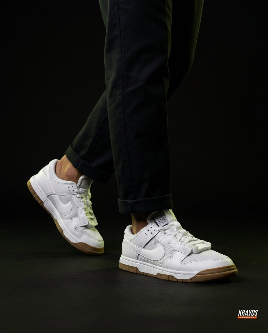 NK Leather Layered Panel Trainer White Gum
