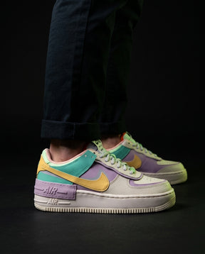 NK Leather Layered Platform Trainer Cream Lilac Teal Yellow