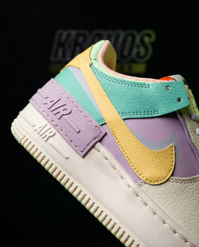 NK Leather Layered Platform Trainer Cream Lilac Teal Yellow