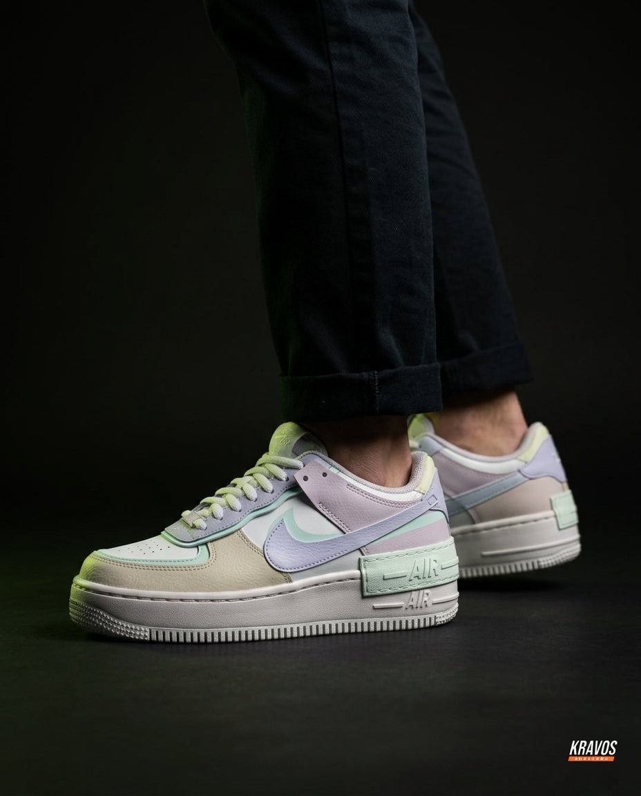 NK Leather Layered Platform Trainer Pastel Multicolor