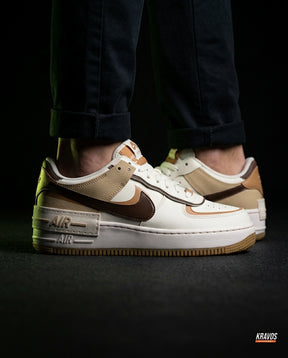 NK Leather Layered Platform Trainer White Brown Tan