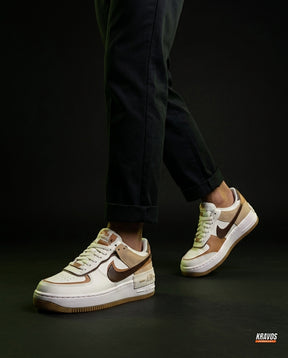 NK Leather Layered Platform Trainer White Brown Tan