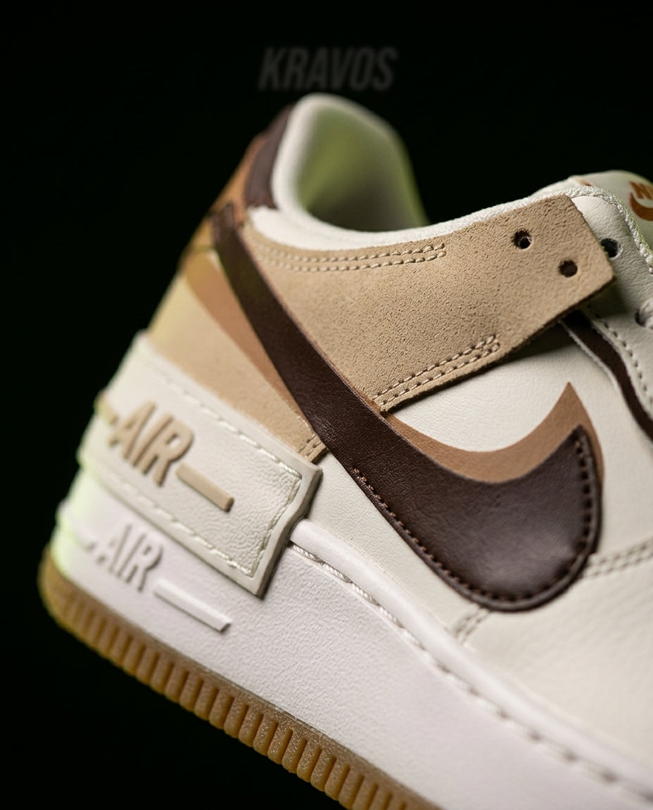 NK Leather Layered Platform Trainer White Brown Tan