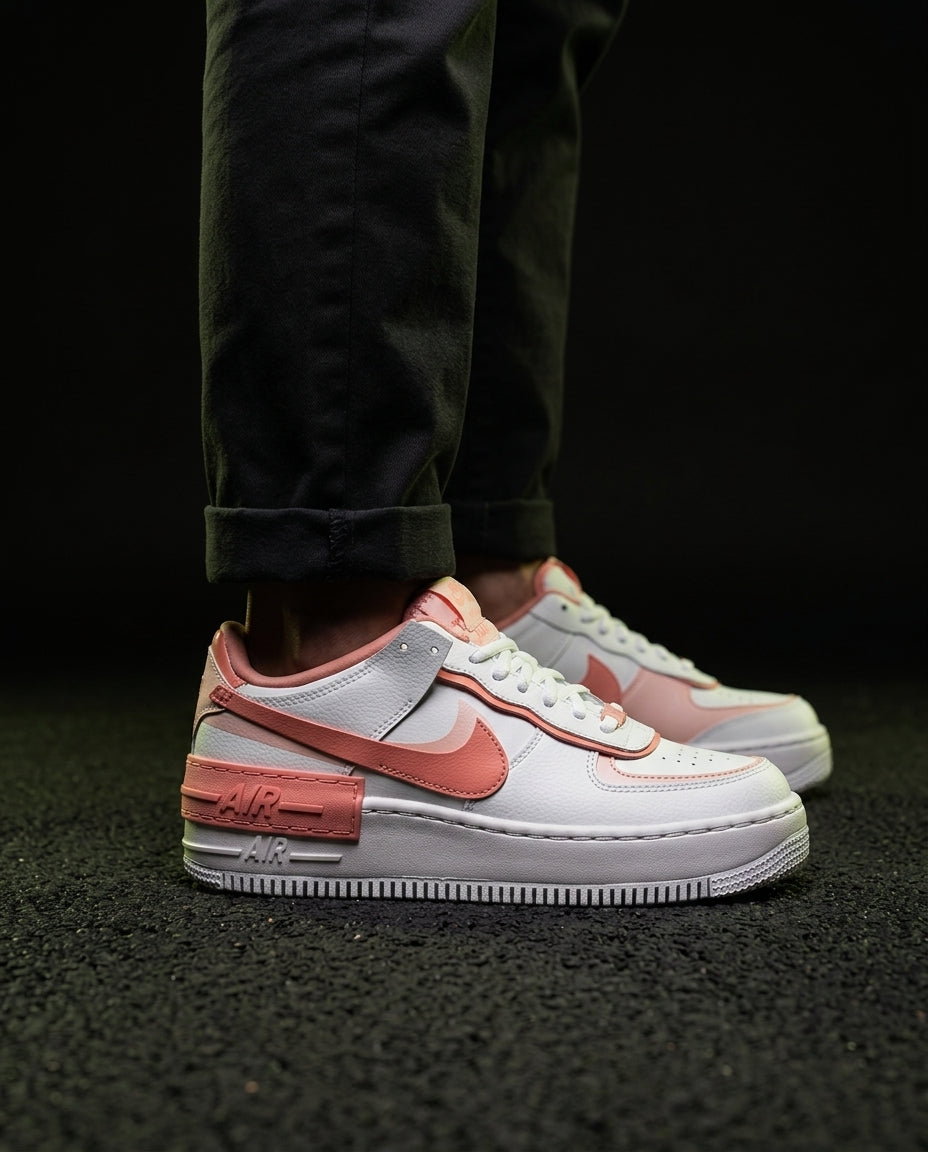NK Leather Layered Platform Trainer White Coral