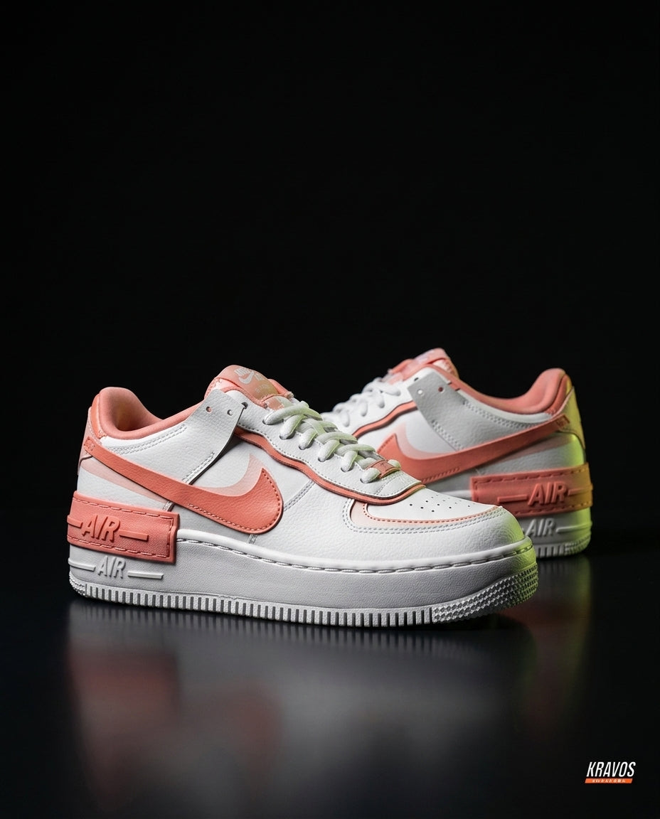NK Leather Layered Platform Trainer White Coral