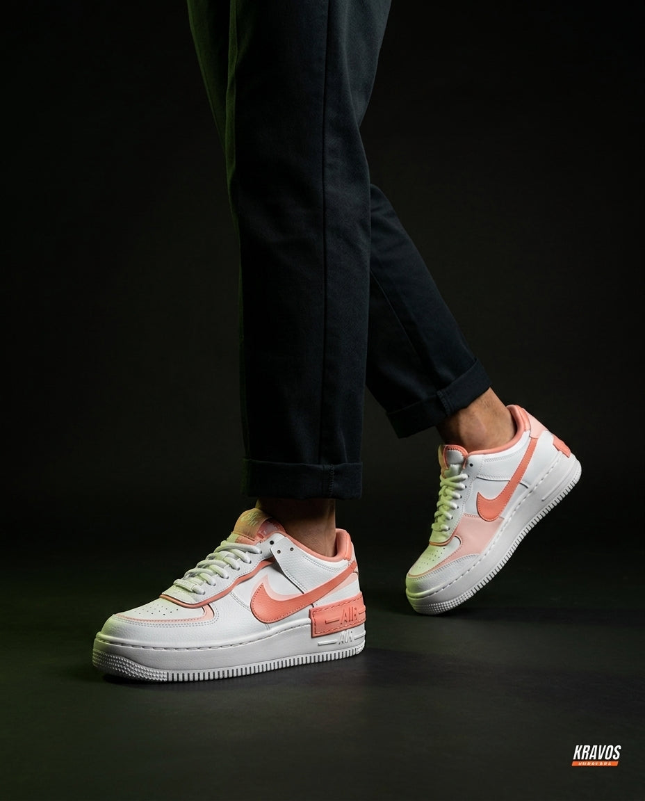 NK Leather Layered Platform Trainer White Coral
