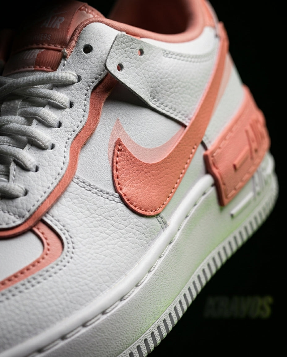 NK Leather Layered Platform Trainer White Coral
