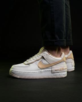 NK Leather Layered Platform Trainer White Tan Grey