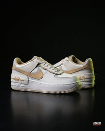 NK Leather Layered Platform Trainer White Tan Grey