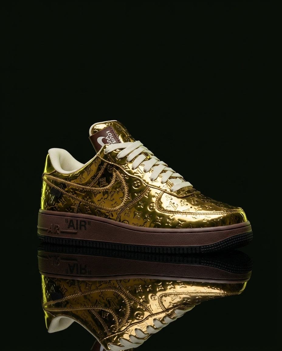 NK Leather Metallic Monogram Court Trainer
