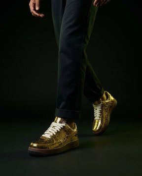 NK Leather Metallic Monogram Court Trainer