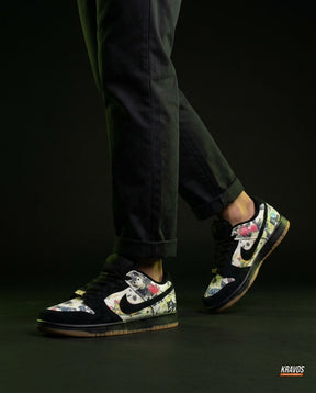 NK Leather Numbered-Patch Skate Trainer Multicolor Black