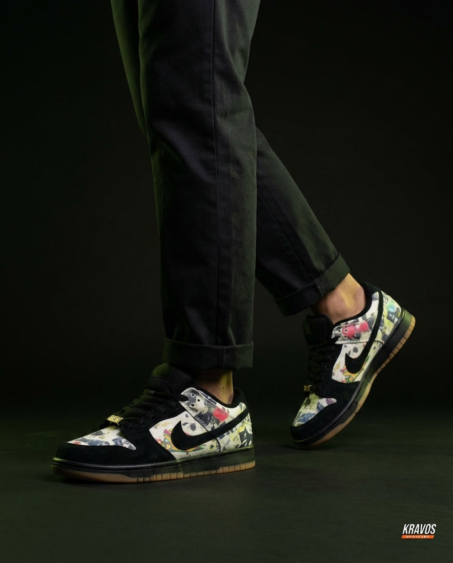 NK Leather Numbered-Patch Skate Trainer Multicolor Black