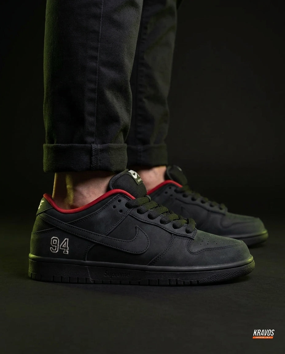 NK Leather Numbered-Patch Skate Trainer Triple Black