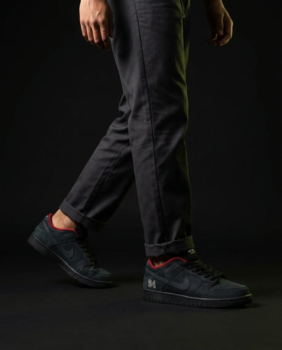 NK Leather Numbered-Patch Skate Trainer Triple Black