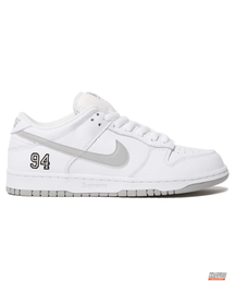 NK Leather Numbered-Patch Skate Trainer White Grey #whitegrey