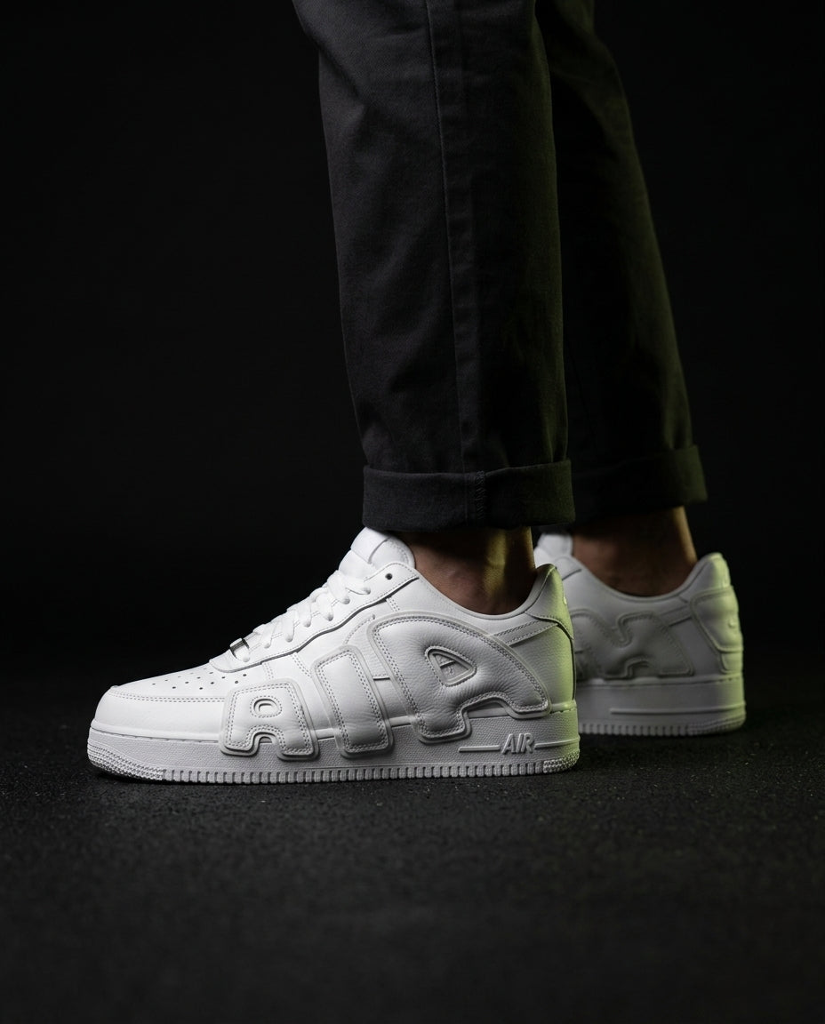 NK Leather Oversized Logo Trainer Triple White