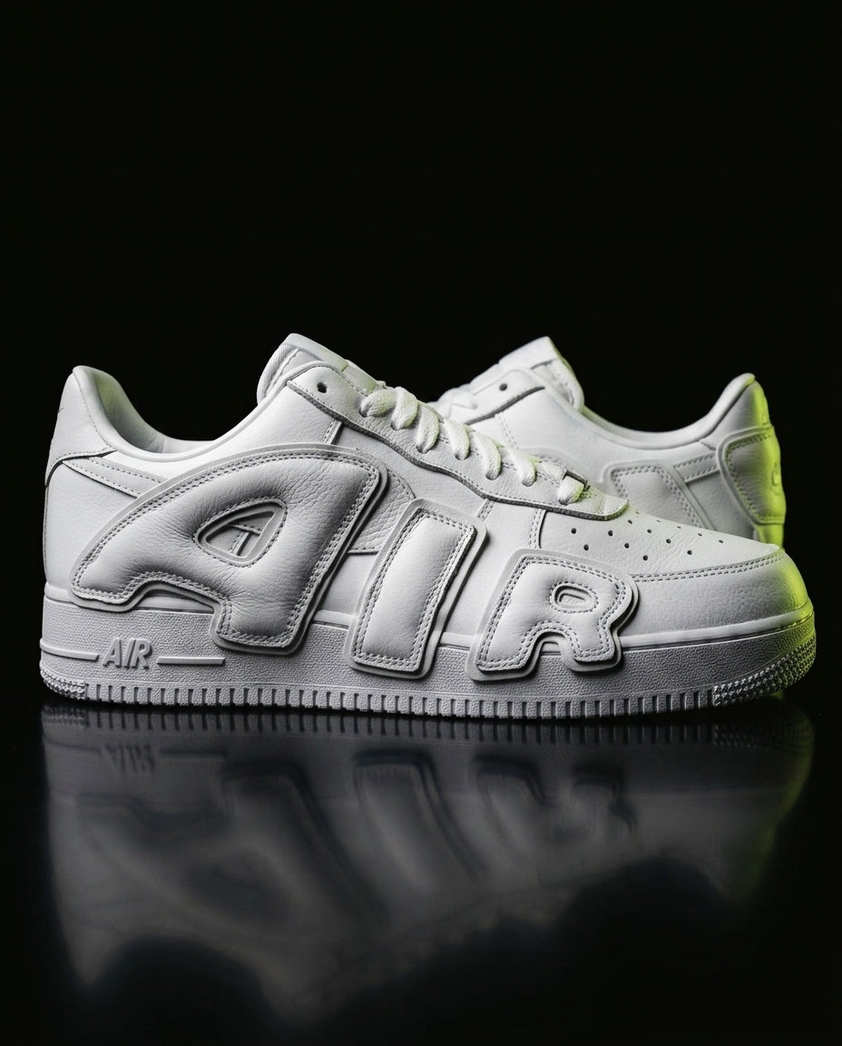 NK Leather Oversized Logo Trainer Triple White