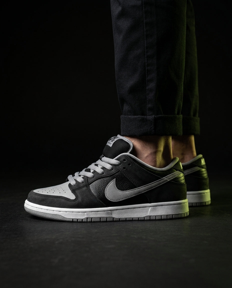 NK Leather Padded-Collar Skate Trainer Black Grey