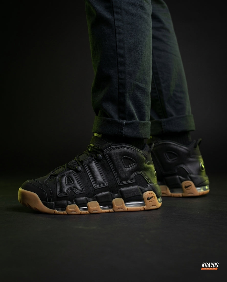 NK Leather Panelled Basketball Trainer Black Gum